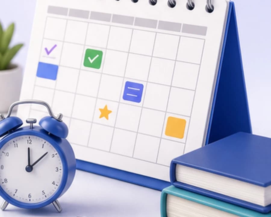 Medical study planner with revision blocks